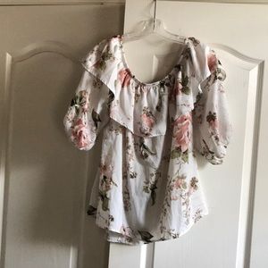 white floral off the shoulders Blouse